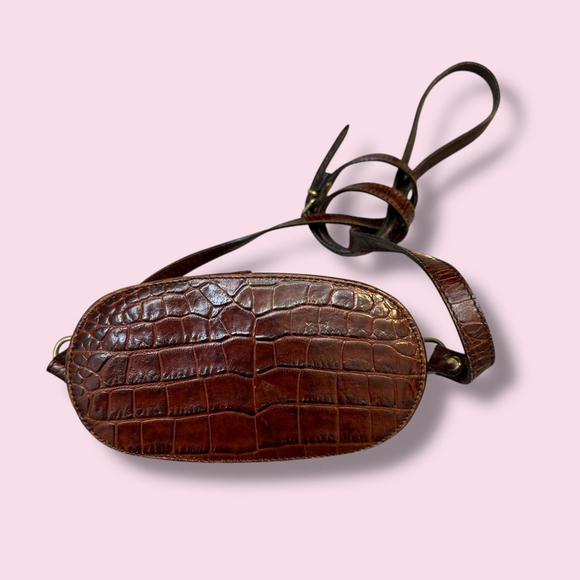 Vintage Gusto Made In Italy Croc Embossed Leather Crossbody Bag 1970s/80s Purse - Picture 3 of 9